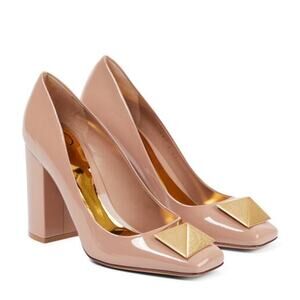Valentino Garavani Pink Leather One Stud Patent Leather Pumps Size 39